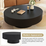 Merax Modern Round Coffee Table with Sturdy Base, Wood Center Tables for Living Room Reception Room, Easy Assemble, Black Merax