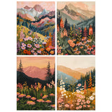 Yeaqee 4 Pcs Diamond Art Kits DIY Painting for Adult Aesthetic Wall Diamond Crafts Aesthetic Room Decor Cute Painting Pictures 5d Craft Wall Decor for Home 10 x 11.8''(Flower Mountain) Yeaqee