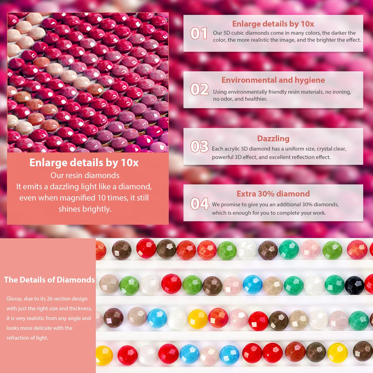 DOMROM Diamond Painting Kits for Adults, Hibiscus Diamond Art Kits, 5D Flowers Diamond Painting, DIY Round Full Drill Diamond Painting Gem Arts and Crafts for Home Decor 12x16 inch DOMROM