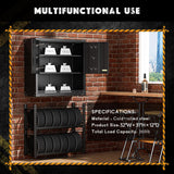 Greenvelly Metal Wall Cabinet with Locking Door, Black Wall Mounted Metal Storage Cabinet with Pegboard and Adjustable Shelf, Steel Tool Cabinet for Garage, Basement, Kitchen, Warehouse Greenvelly