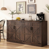 Sideboard Buffet Cabinet with Storage - 65’’ Large Farmhouse Buffet Table Coffee Bar Cabinets, Modern Accent Cabinet with Adjustable Shelf and 4 Doors, for Kitchen, Dining Room, Living Room, Brown chartustriable
