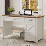 Befrases Farmhouse 47" Executive Desk, Computer Desk with Drawers and Storage Cabinet, Workstation Computer Desk for Home Office and Study.(Unique White) Befrases