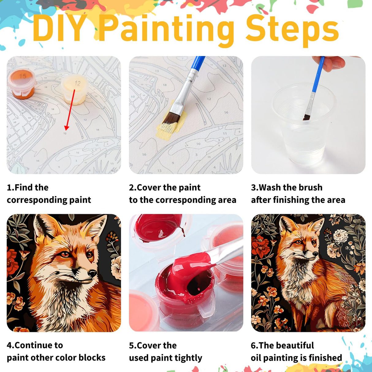 Mandun Paint by Numbers for Adult, Fox Paint by Numbers Kit for Adults Beginners, DIY Acrylic Oil Painting Kits with Brushes for Home Wall Decor 16x20Inch Mandun