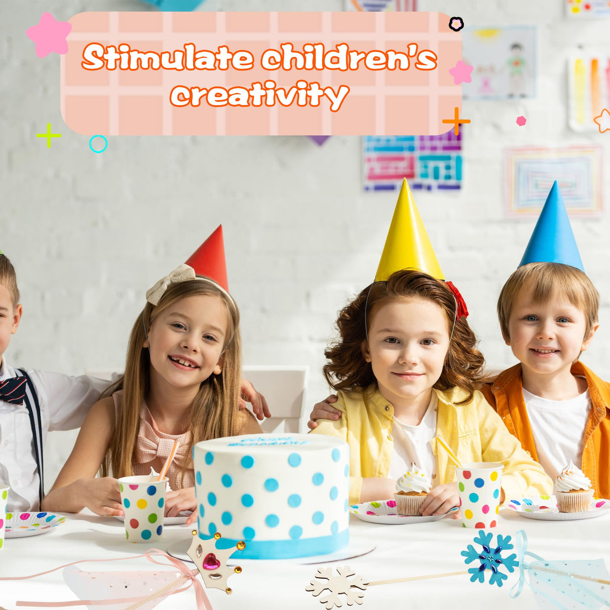 67 Pcs Make Your Own Princess Wand Kit Include 20 Pcs Wooden DIY Fairy Wand 20 Pcs Ribbons and 20 Mesh with 7 Pcs Gem Stickers for Kids Halloween Cosplay Accessories DIY Art Craft Making Plukeen