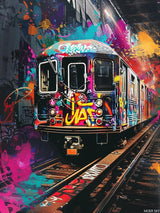 MOER SKY Hip Hop Train Diamond Painting Kits for Adults, Vehicle Diamond Painting Art Kit for Adult, 5D Full Drill Diamond Dots Painting for Beginners Home Wall Decor Gifts 12x16 Inch MOER SKY