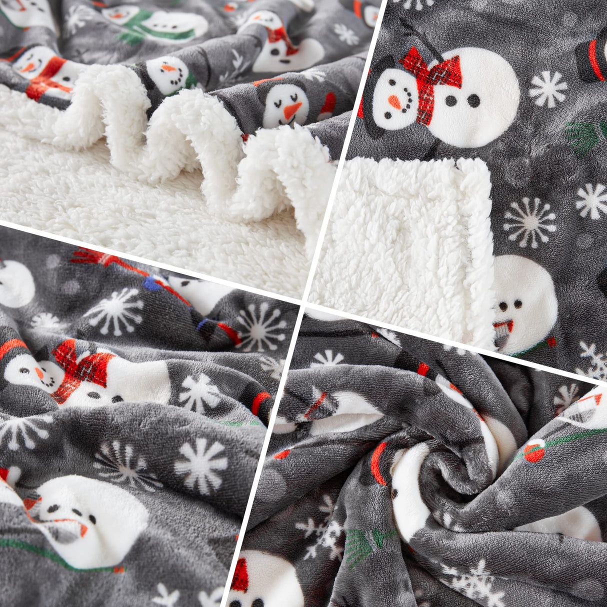 Touchat Sherpa Christmas Throw Blanket, Fuzzy Fluffy Soft Cozy Blanket, Fleece Flannel Plush Microfiber Blanket for Couch Bed Sofa (50" X 60", Snowman) Touchat