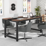 Tribesigns 70.8”Executive Desk, Large Office Computer Desk with Thicken Frame, Modern Simple Workstation Business Furniture for Home Office, Vintage Brown/Black Tribesigns