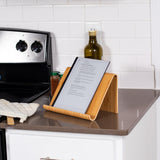 Sofia + Sam Bamboo Tablet Holder and Stand - Natural Wood - Adjustable Base for Surface, E-Readers, Smartphones - Kitchen Tabletop Organizer - Portable Stand for Books, Cookbooks, and Devices Sofia + Sam