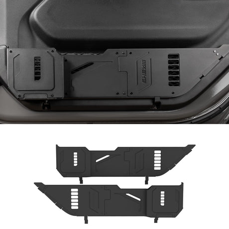 SHEAM Metal Front Door Pocket Storage Box Compatible with 2018-2025 Jeep Wrangler JL 2/4 Door 4XE Gladiator JT, Car Side Insert Organizer Box Interior Accessories Replaces Weak Saggy Net -2PCS SHEAM
