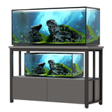 BEWISHOME 55-75 Gallon Fish Tank Stand, Heavy Duty Aquarium Stand with Thickened Metal Frame, Fish Tank Stand with Cabinet for Storage, 51.9" L* 19.9" W Tabletop 1200LBS Capacity Grey KYG04H BEWISHOME