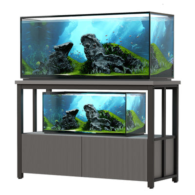 BEWISHOME 55-75 Gallon Fish Tank Stand, Heavy Duty Aquarium Stand with Thickened Metal Frame, Fish Tank Stand with Cabinet for Storage, 51.9" L* 19.9" W Tabletop 1200LBS Capacity Grey KYG04H