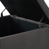 Acosure Large Square Storage Ottoman with Wooden Legs,Upholstered Button Tufted Coffee Table with Nail Trims,Easy to Install,for Living Space,Dark Gray Acosure