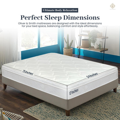 Aylas Furniture Full Size Mattress - 12 Inch Hybrid Mattress Full Size with High Density & Comfort Cold Foam with Continuous Coil Bonnell Springs - Eco-Friendly, Breathable Full Mattress Medium Firm