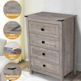 BTDWI Farmhouse 4 Drawer Dresser for Bedroom, 24" Wide Wood Dresser with Metal Handle for Bed Room, Hallway, Light Grey Rustic Oak BTDWI