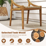 Tangkula Outdoor Dining Chair Set of 4, Teak Wood Armless Patio Chair w/Webbing Seat & Backrest, Mid Century Wooden Chair for Dining Room, Porch, Backyard, Lawn, Garden, Deck (Natural,4) Tangkula