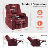 MCombo Small Power Lift Recliner Chair with Massage and Heat for Petite People, Cup Holders, USB Ports, Side Pockets, Fabric 7569 (Small-Regular, Burgundy) MCombo