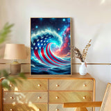Reivworl Independence Day Diamond Art Kits for Adults, Waves Diamond Painting Kits, Gem Art Kit for Gifts and Home Interior Decor 12x16 Inch Reivworl