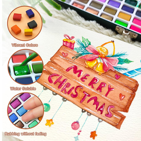 Artecho Watercolor Paint Set 128 Colors, Water Colors Paint Adult Set with Watercolor Papers and Brushes, Perfect Watercolor Kit for Beginners & Professionals Artecho