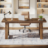 Tribesigns 63-Inch Executive Desk, Large Office Computer Desk with X-Shaped Legs, Modern Simple Workstation Study Writing Conference Table for Home Office, Rustic Brown Tribesigns