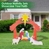 Outdoor Nativity Set for Outdoor Christmas Decorations, 45in Weather Resistant PVC Nativity Set, Large Holy Family with The Sheep and Donkey for Front Yard and Lawn Christolab