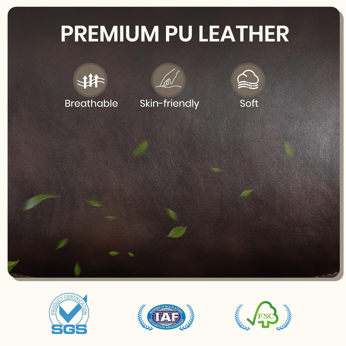 CALIVIA Manual Reclining 3-Seater Sofa with Heat & Massage, PU Leather Recliner Couch for Living Room, Faux Leather Upholstery, Deep Cushions & Sturdy Frame (Brown) CALIVIA