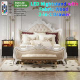 KHLJJU LED Nightstand with Charging Station, Side Table with USB Ports and Outlets, End Table for Small Spaces, Black Bedside Tables for Bedroom, Living Room, Office KHLJJU