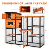 Petsfit Outdoor Catio 4 Tries, 2 Resting Room, 4 Platforms and Waterproof Roof, Catio Outdoor Cat Enclosure Petsfit