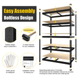 PrimeZone 40" W x 18" D x 71" H Heavy Duty Storage Shelves, 5 Tier Adjustable Garage Storage Shelving, Metal Shelving Unit Utility Rack Shelf for Warehouse Pantry Closet Kitchen, Black PrimeZone