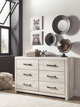 Signature Design by Ashley Cambeck Farmhouse Industrial 6 Drawer Dresser, Whitewash Signature Design by Ashley