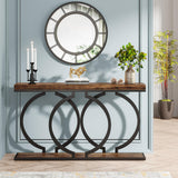 Tribesigns Industrial Console Table, 55 inch Wood Entryway Table Narrow Long Sofa Table, Rustic Accent Table for Living Room, Entrance Table Geometric Metal Frame, Rustic Brown Tribesigns