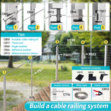 Muzata Intermediate Post Undrilled 42"x1"x2"(Post Body 39") Adjustable Top Cable Railing Post Top Mount Brushed Rectangular Stainless Steel Middle Post Wood Concrete Level Deck, PS11 LN4L Muzata
