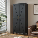 71" Tall Metal Storage Cabinet with 2 Doors and 4 Adjustable Shelves, 5-Tier Kitchen Pantry Storage Cabinet for Kitchen, Living Room, Dining Room and Office, Black LCAOPC