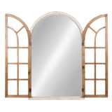 Kate and Laurel Boldmere Large Traditional Wood Windowpane Arch Mirror, 28x44, Rustic Brown and White Kate and Laurel