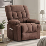 Sweetcrispy Power Lift Recliner Chair with Vibration Massage and Heat for Elderly, Ergonomic Overstuffed Breathable Fabric Reclining Chair with 3 Pockets, Remote Control, Living Room, Bedroom, Brown Sweetcrispy