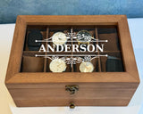 Personalized Watch Storage Box with Drawer, 8 Slots, 2 Layers, Wood - Groomsmen Gifts - Custom Gift for Him, Dad, Husband - Gift for Men to keep sunglasses, key, rings (Watch Box) Generic