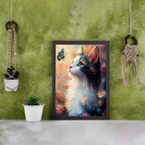 5D Diamond Art Kits for Adults, Cat Butterfly Diamond Painting Kit for Beginner, Full Round Drills Paint with Diamonds Dot Gem Art On Canvas DIY Crafts for Wall Decor 12X16 inch DIYDECORFUN