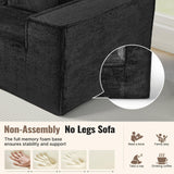 77'' Modern Cloud Loveseat Couch, No Assembly Required Deep Seat Sofa in Chenille Includes 2 pcs Pillows for Living Room, Bedroom, Apartment(Black) Luxanimarion