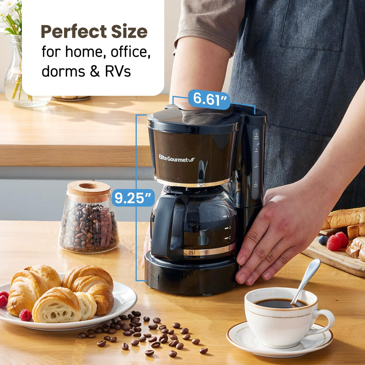 Elite Gourmet EHC-5055 Automatic 5-Cup Brew & Drip Coffee Maker with Pause N Serve Reusable Filter, On/Off Switch, Water Level Indicator Elite Gourmet