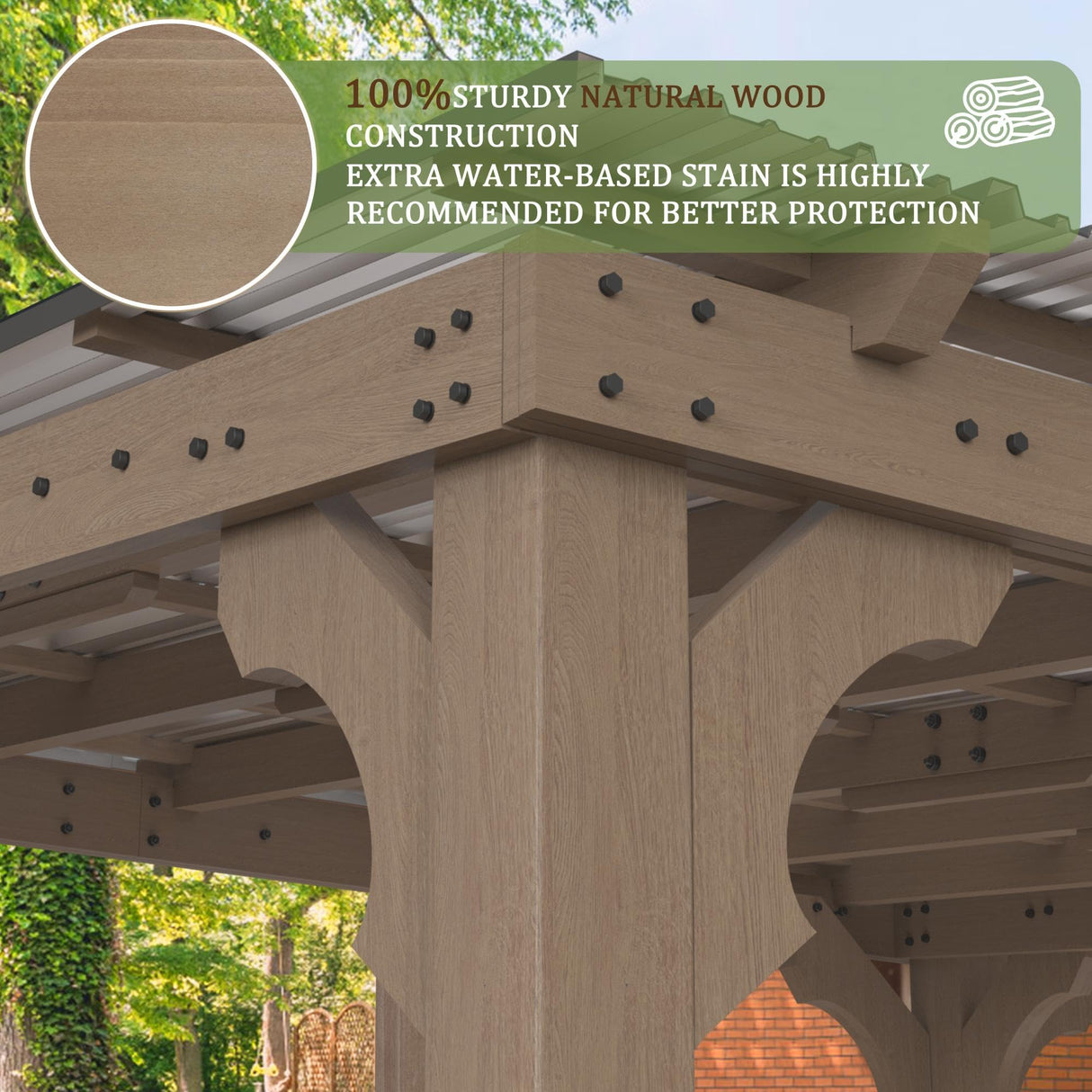 MUPATER 10x20 FT Wooden Grill Gazebo with Sloping Metal roof, 2 Full Size Grills, BBQ Canopy for Outdoor Patio, Lawn, Garden, Brown MUPATER