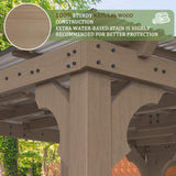 MUPATER 10x20 FT Wooden Grill Gazebo with Sloping Metal roof, 2 Full Size Grills, BBQ Canopy for Outdoor Patio, Lawn, Garden, Brown MUPATER