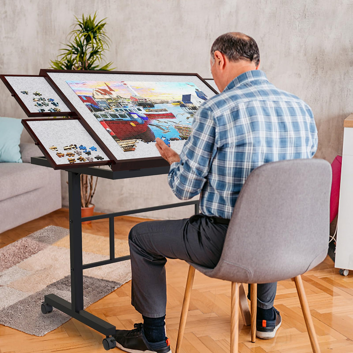 Jigsaw Puzzle Table 1500pcs, Adjustable Five Up Angles Puzzle Table with Drawers,Puzzle Board with Drawers,Puzzle Tables for Adults RAGOZONERY