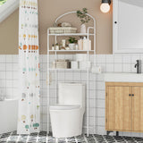 Selenvia 3-Tier Over The Toilet Storage, Metal Bathroom Shelves with 4 Hooks and Toilet Paper Holder, White Selenvia