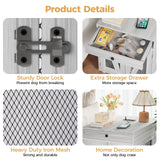 VOWNER Dog Crate Furniture, Wooden Dog Kennel End Table with USB Charging Station, Storage Drawer, Double Latched Door, Furniture-Style Crate Side Table for Small Dogs Under 25 lbs Indoor, Gray Pine VOWNER