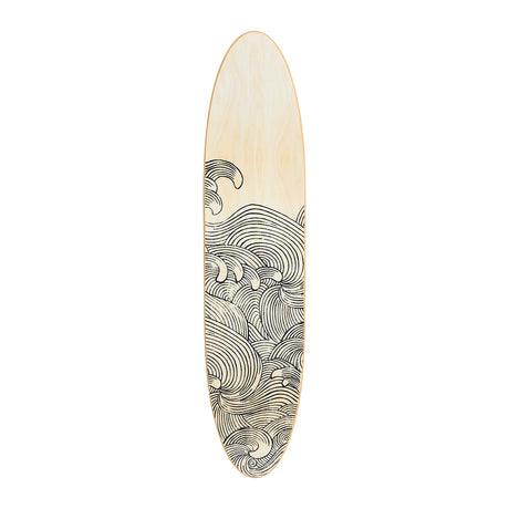Creative Co-Op Coastal Decorative Surfboard Wall Décor for Living Room; Contemporary Wave Design Overlaid On Light Natural Wood, 65.5" Creative Co-Op