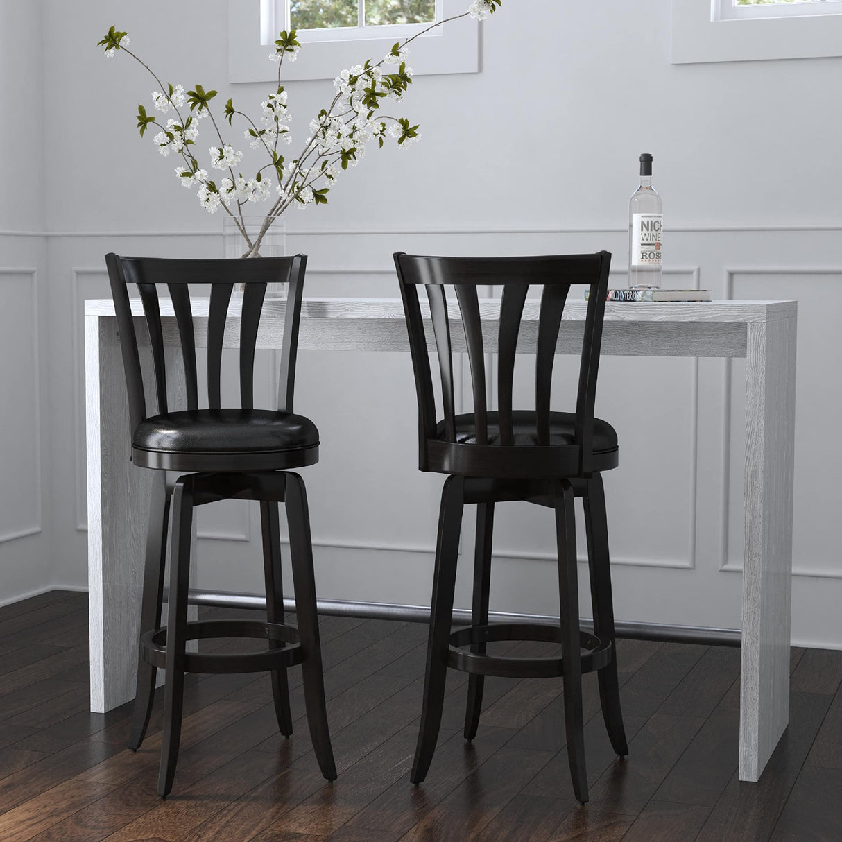Hillsdale Savana Wood Bar Height Kitchen Stool, 29.5" High, Black Hillsdale