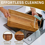Acacia Wooden Cutting Boards for Kitchen (3 Pcs) - Acacia Wood Cutting Board Set with Deep Juice Groove and Handles, Chopping boards for kitchen, Meat, Vegetables and Cheese NobleSelect