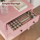 FansaFurn 3 Drawer Dresser with Soft-Close Drawers, Wood Nightstand Cabinet with 3 Spacious Drawers, Chest of Drawers, Modern Wood Dresser, Ideal for Bedroom, Living Room, Entryway, Hallway, Pink FansaFurn
