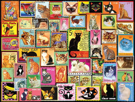 Buffalo Games - Lewis T. Johnson - Cats on Stamps - 750 Piece Jigsaw Puzzle for Adults -Challenging Puzzle Perfect for Game Nights - Finished Size is 24.00 x 18.00 Buffalo Games