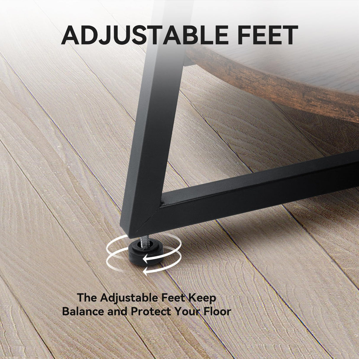 Masigle Round Coffee Table, 2-Tier Circle Coffee Table with Storage, Modern Wood Round Center Table, for Living Room, Small Space, Home Office, Easy Assembly, Rustic Brown Masigle