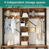 YITAHOME Farmhouse Entryway Bench with Coat Rack 59", 5-in-1 Hall Tree with Bench and Shoe Storage for Entrance, Living Room, Bedroom, Rustic Brown YITAHOME